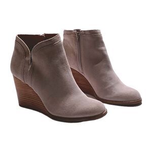 Lucky Brand Yinina Gray Suede Waterproof  Wedge Ankle Boots Women's 8.5